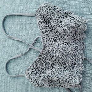 BEAUTIFUL TEAL CROCHET SWIM TOP S